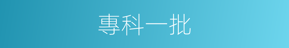 專科一批的意思