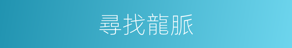 尋找龍脈的意思