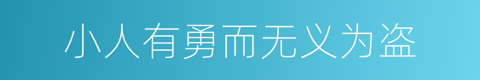 小人有勇而无义为盗的同义词