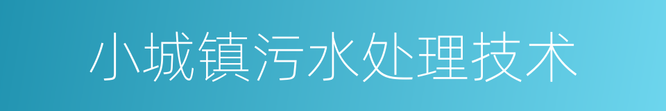 小城镇污水处理技术的同义词