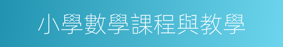 小學數學課程與教學的意思