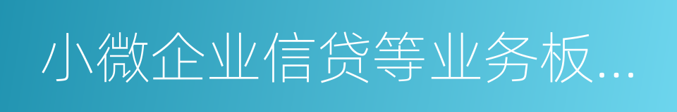 小微企业信贷等业务板块进行牌照管理的同义词