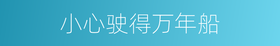 小心驶得万年船的意思