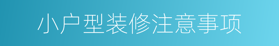 小户型装修注意事项的同义词