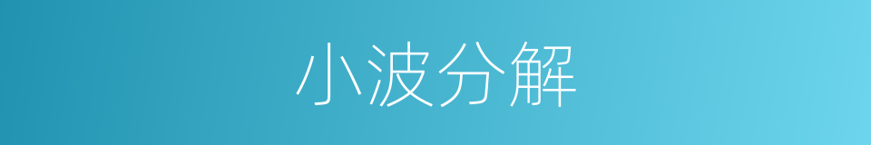 小波分解的同义词