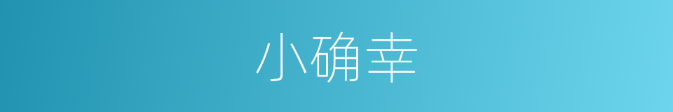 小确幸的意思