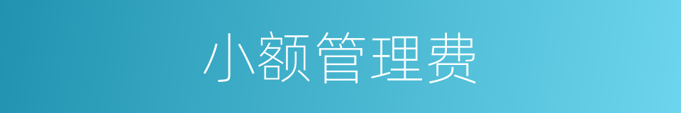 小额管理费的同义词