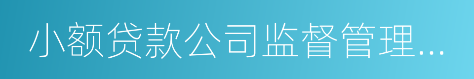 小额贷款公司监督管理条例的同义词