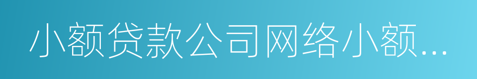 小额贷款公司网络小额贷款经营情况表的同义词