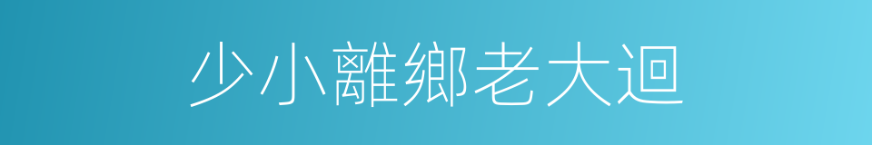 少小離鄉老大迴的同義詞