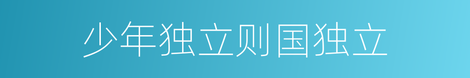 少年独立则国独立的同义词