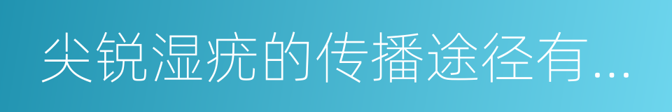 尖锐湿疣的传播途径有哪些的同义词