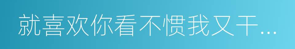 就喜欢你看不惯我又干不掉我的样子的同义词