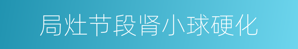 局灶节段肾小球硬化的同义词