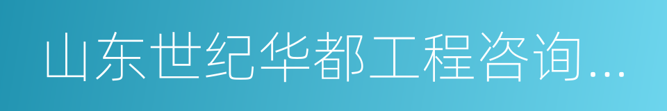 山东世纪华都工程咨询有限公司的同义词