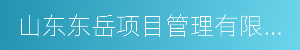 山东东岳项目管理有限公司的同义词