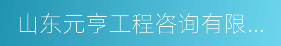 山东元亨工程咨询有限公司的同义词