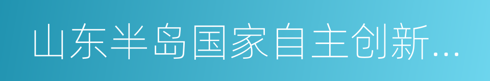 山东半岛国家自主创新示范区的同义词