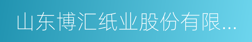山东博汇纸业股份有限公司的同义词
