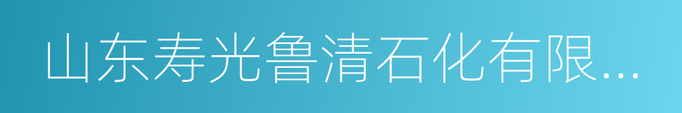 山东寿光鲁清石化有限公司的同义词