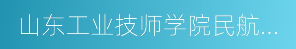 山东工业技师学院民航管理学院的同义词