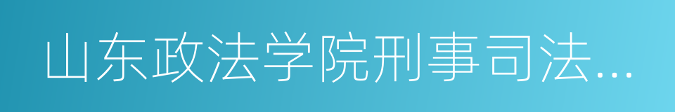 山东政法学院刑事司法学院的同义词