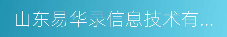 山东易华录信息技术有限公司的同义词