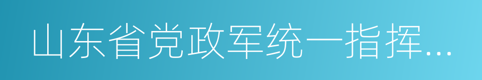 山东省党政军统一指挥部主任的同义词