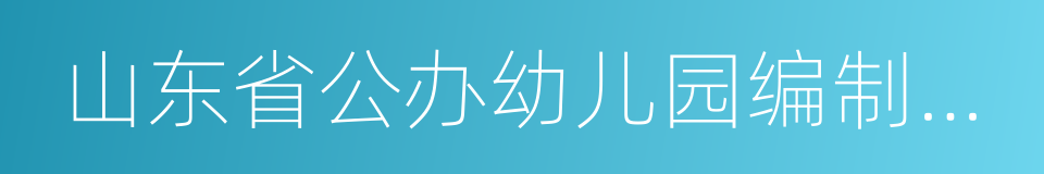 山东省公办幼儿园编制标准的意思