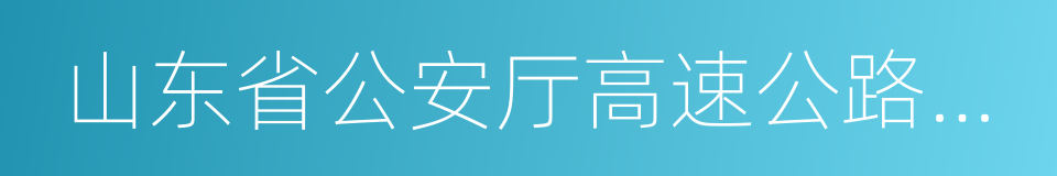 山东省公安厅高速公路交通警察总队的同义词