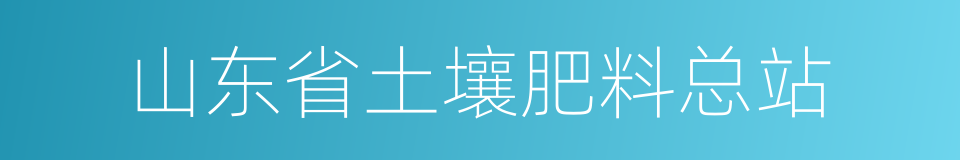 山东省土壤肥料总站的同义词