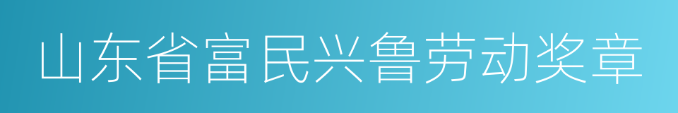 山东省富民兴鲁劳动奖章的同义词