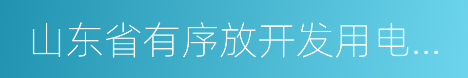 山东省有序放开发用电计划改革实施方案的同义词