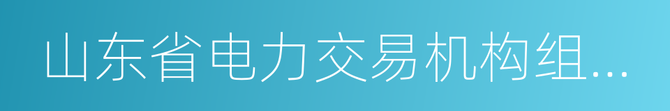 山东省电力交易机构组建实施方案的同义词