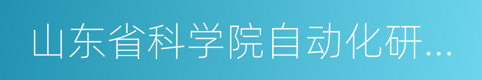 山东省科学院自动化研究所的同义词