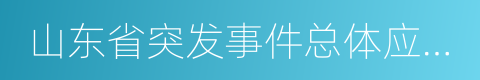 山东省突发事件总体应急预案的意思