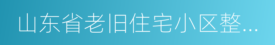 山东省老旧住宅小区整治改造导则的同义词