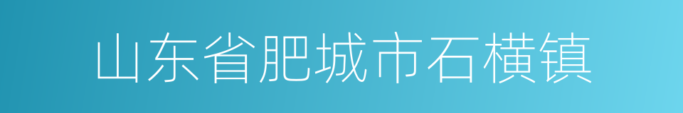 山东省肥城市石横镇的同义词