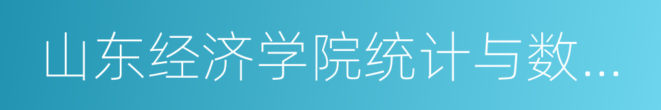 山东经济学院统计与数学学院的同义词