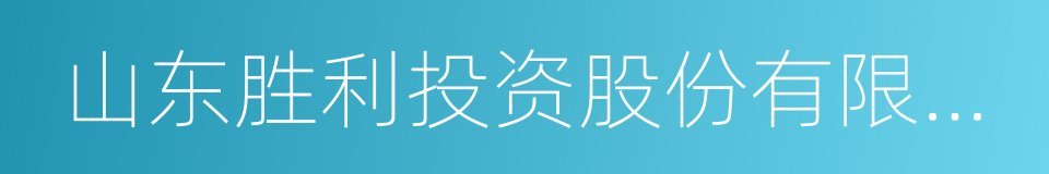 山东胜利投资股份有限公司的同义词