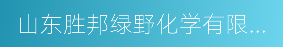 山东胜邦绿野化学有限公司的同义词