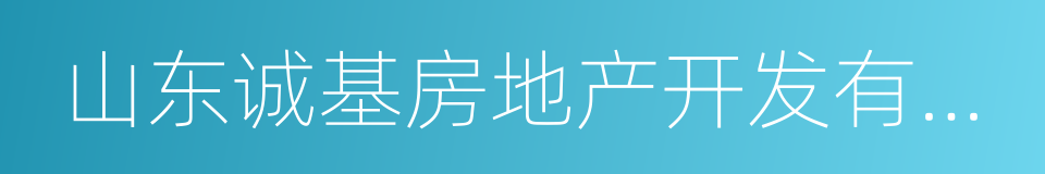 山东诚基房地产开发有限公司的同义词