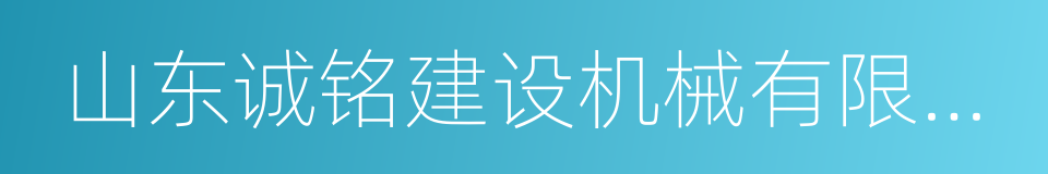 山东诚铭建设机械有限公司的同义词