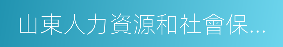 山東人力資源和社會保障廳的同義詞