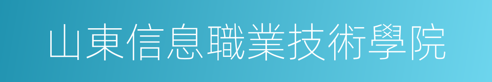 山東信息職業技術學院的同義詞