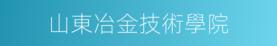 山東冶金技術學院的同義詞