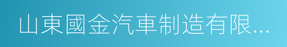 山東國金汽車制造有限公司的同義詞