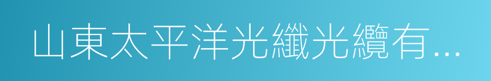 山東太平洋光纖光纜有限公司的同義詞