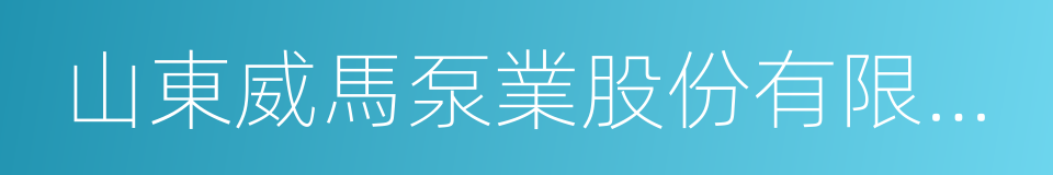 山東威馬泵業股份有限公司的同義詞