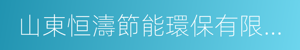 山東恒濤節能環保有限公司的同義詞